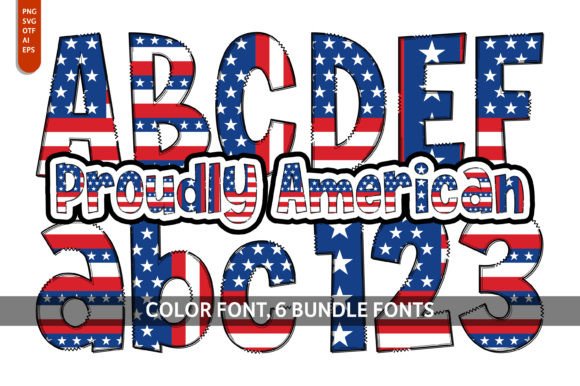 Proudly American Bundle: Color Fonts for Handmade Crafters