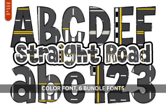 Straight Road Bundle Fonts: Playful Color Fonts for Digital Sellers